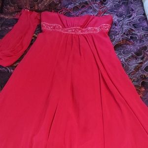 Red brides maids dress with matching scarf size 14
